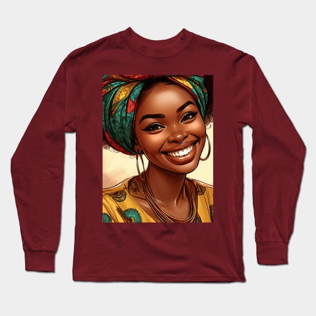 Harmonie Culturelle : La Femme Africaine en Couleurs Resplendissantes Long Sleeve T-Shirt by Zinoo